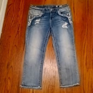 COPY - Miss Me Capri Wash out, ripped and jeweled